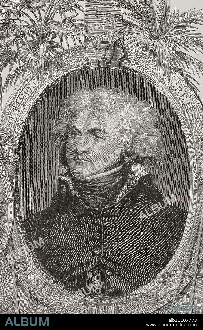 Jean Baptiste Kléber (1753-1800). General francés que tomó parte en las guerras de Coalición. Retrato. Grabado. "Historia de la Revolución Francesa". Tomo I, parte segunda. 1879.