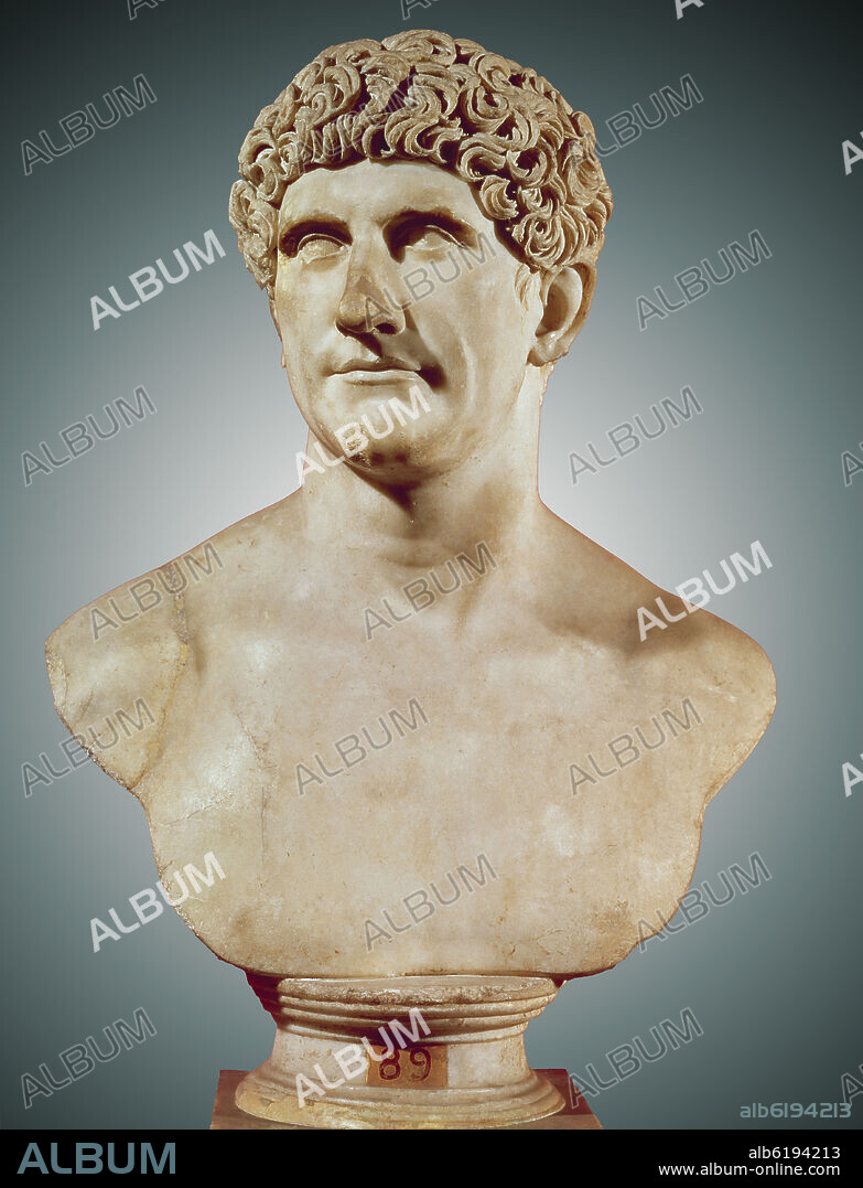 Bust of Mark Antony (Marcus Antonius) (83-30 BC), Roman politician and general.. Vatican museum.