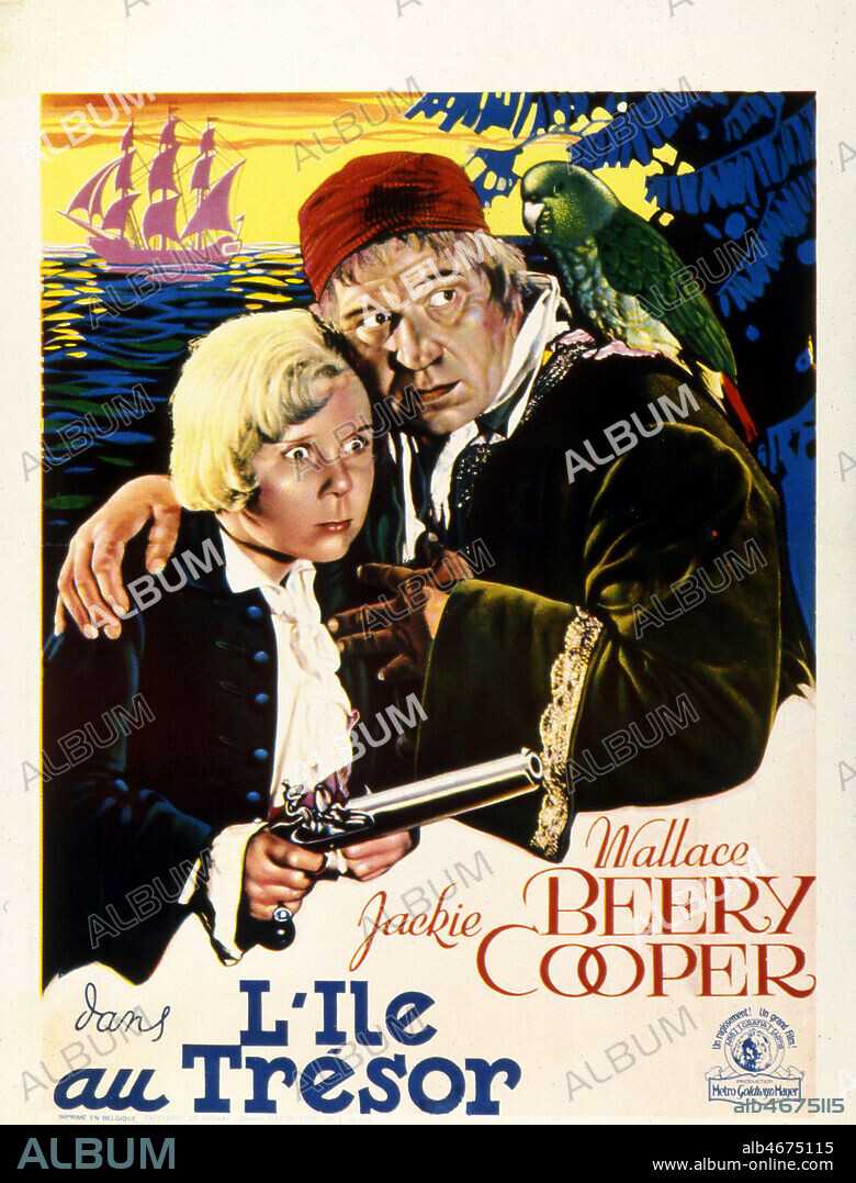'L'ile au tresor' Affiche du film realise en 1934 par Victor FLEMING (1883-1949) d'apres le roman de STEVENSON (1850-1894) avec Wallace BEERY (1885-1949) et Jackie COOPER (NE EN 1921). Credit : Coll. Perron/KHARBINE-TAPABOR.