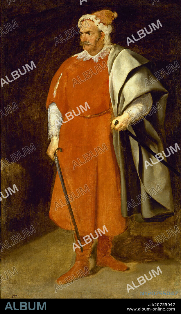 DIEGO VELAZQUEZ (1599-1660). EL BUFON BARBARROJA CRISTOBAL DE CASTAÑEDA Y PERNIA - 1636 - O/L - 198x121 cm - NP 1199 - BARROCO ESPAÑOL -.