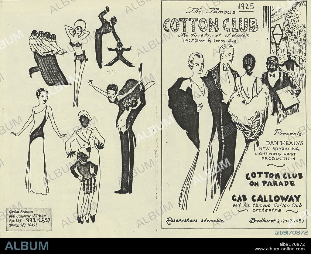 The Famous Cotton Club presents Dan Healy's Cotton Club on Parade with Cab Calloway and his famous Cotton Club Orchestra, 1925.