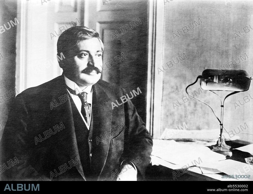 Mehmed Talaat Pasha (Ottoman Turkish: ???? ???? ????; Turkish: Mehmed Talât Pasha; 1874 – 15 March 1921), commonly known as Talaat Pasha, was one of the triumvirate known as the Three Pashas that de facto ruled the Ottoman Empire during the First World War. His career in Ottoman politics began by becoming Deputy for Edirne in 1908, then Minister of the Interior and Minister of Finance, and finally Grand Vizier (equivalent to Prime Minister) in 1917. He fled the empire with Enver Pasha and Djemal Pasha (the other members of the Three Pashas) in 1918, and was assassinated in Berlin in 1921 by Soghomon Tehlirian, a survivor of the Armenian Genocide. Talaat Pasha, as Interior Minister, ordered on 24 April 1915 the arrest and deportation of Armenian intellectuals in Constantinople, and requested the Tehcir Law (Temporary Deportation Law) of 30 May 1915 that initiated the Armenian Genocide. He is widely considered the main perpetrator of the ethnic cleansing.