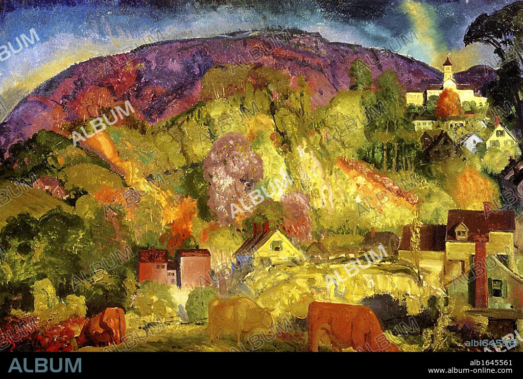 George Wesley Bellows, American (Ashcan School) Painter, 1882-1925. 'The Village on the Hill' 1917.