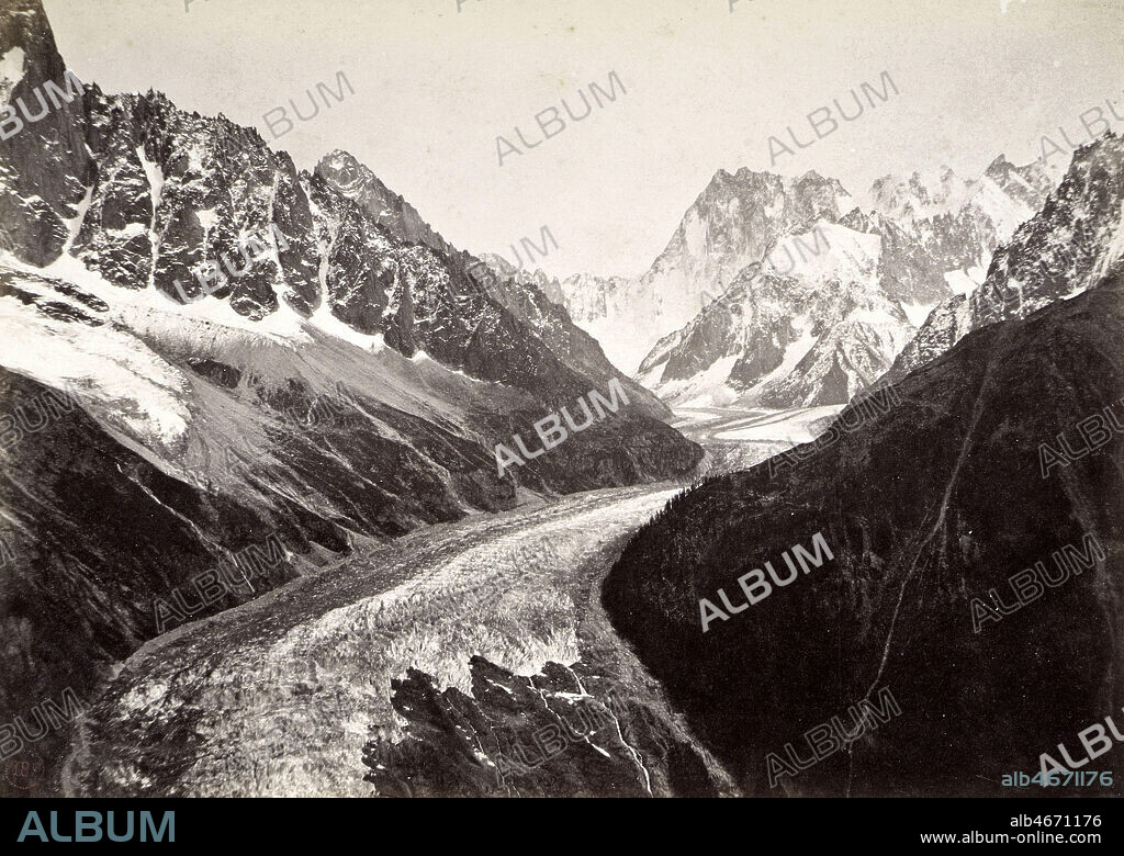 Mer de glace vue de la Fligese par les freres BISSON en 1859. Louis Auguste BISSON (1814-1876) et Auguste Rosalie BISSON (1826-1900). Credit: KHARBINE-TAPABOR/COLL. S. Kakou.