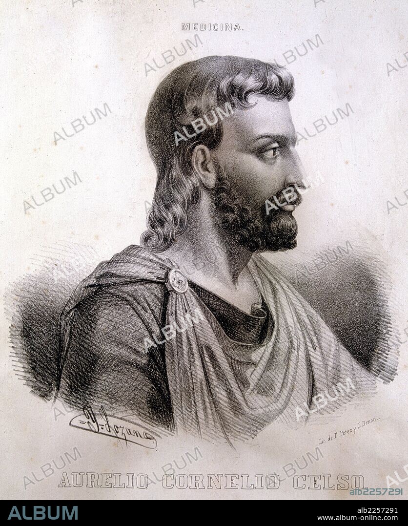 CELSO (CELSIO CORNELIO AULO). ERUDITO Y MEDICO ROMANO. LITOGRAFIA.