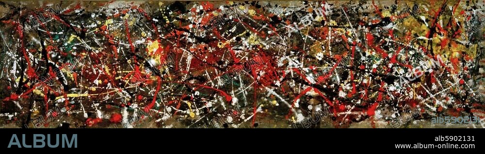 JACKSON POLLOCK. Pollock, Jackson; 1912-1956. "Number 25", 1950. Encaustic on canvas, 25 × 96.2 cm. Schenkung Joseph H.Hirshhorn Foundation, Hirshhorn Museum and Sculpture Garden, Washington, Smithsonian Institution.