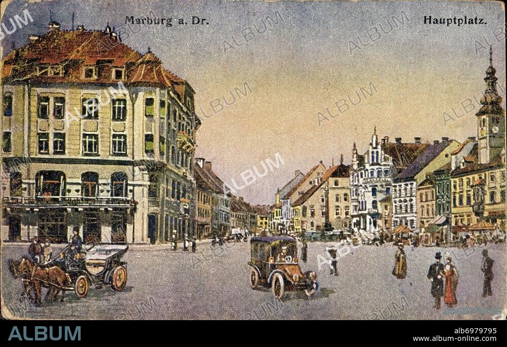 Marburg Drau Slowenien, Hauptplatz, Auto, Anwohner.