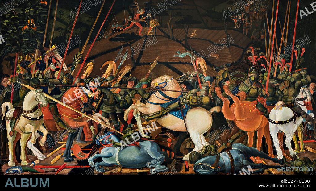 WILLIAM SCHARFF. Fantasy of Paolo Uccellos La Battaglia (prestudy), 1923.
