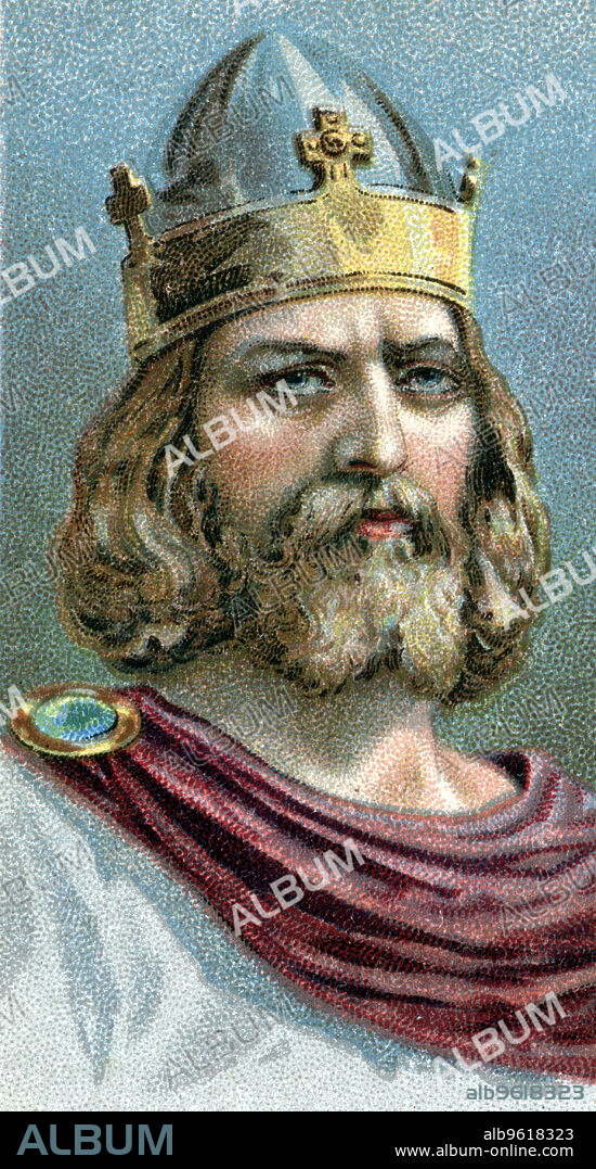 Alfred the Great (849-899), Anglo-Saxon king of Wessex from 871, (c1920). Much of Alfred's reign was taken up with the struggle against the Danish invaders. After Alfred defeated them at Edington, Wiltshire, in 878, England was divided in half, with the south-western part in the hands of the Saxons, and the north-eastern portion, the Danelaw, administered by the Danes. War broke out again in the 890s, but by 897 the Danes had been defeated.