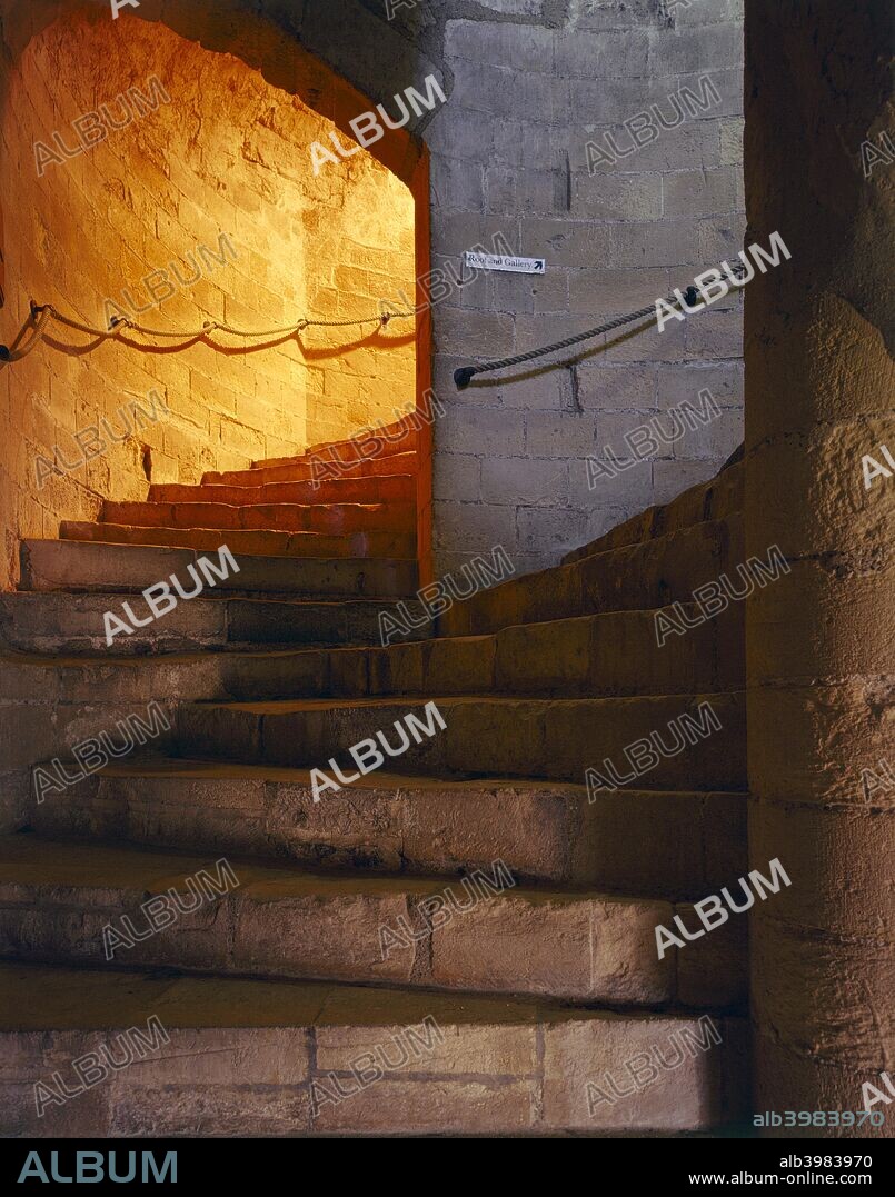 North staircase of the keep of Dover Castle, Kent, c2000s(?). The keep was  built by King Henry II in the late 12th century.