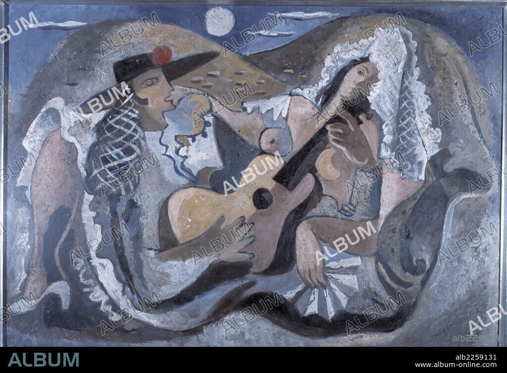 JOSE CABALLERO. CABALLERO , JOSE. PINTOR ESPAÑOL. HUELVA 1915 -. ARTE SIGLO XX. ESPAÑA. TELON DE FONDO PARA LA OBRA DE FEDERICO GARCIA LORCA " EL RETABLILLO DE SAN CRISTOBAL ".