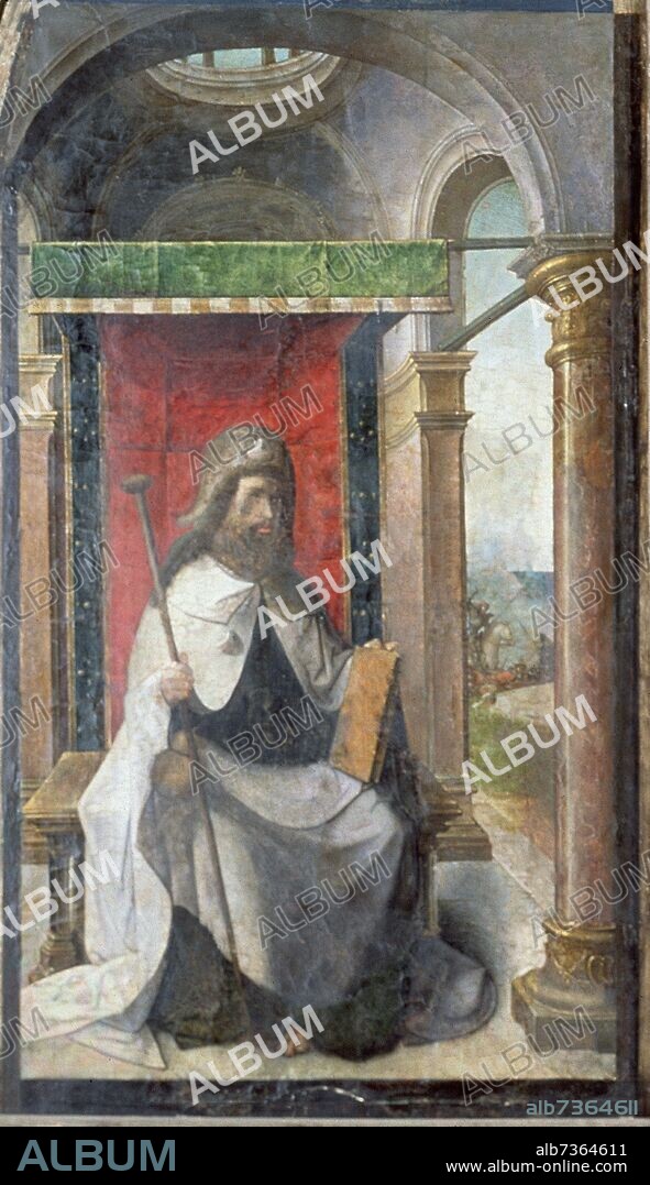 JUAN DE FLANDES. TRIPTICO DE SAN MIGUEL - DETALLE DEL APOSTOL SANTIAGO PEREGRINO - HACIA 1505 - RENACIMIENTO  HISPANO-FLAMENCO - CONJUNTO 63657.