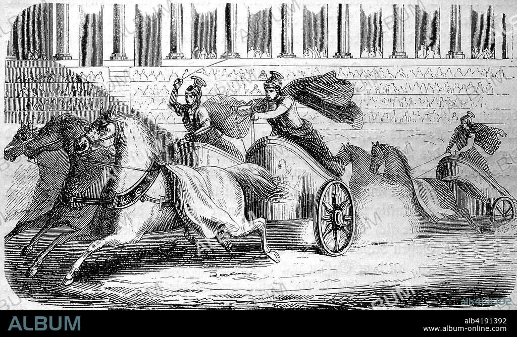 Chariot races, Chariot racing, in the circus of ancient Rome, 100BC, the story of the ancient Rome, roman Empire, Italy.