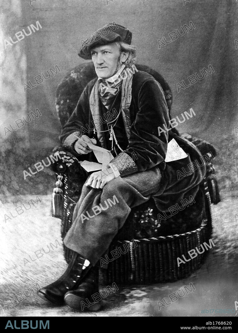 A portrait of Richard Wagner. The German composer Richard Wagner sitting on an armchair. 1868.