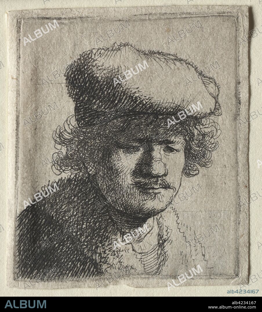 Self-Portrait with Cap Pulled Forward, c. 1631. Rembrandt van Rijn (Dutch, 1606-1669). Etching with engraving; platemark: 5.1 x 4.3 cm (2 x 1 11/16 in.).