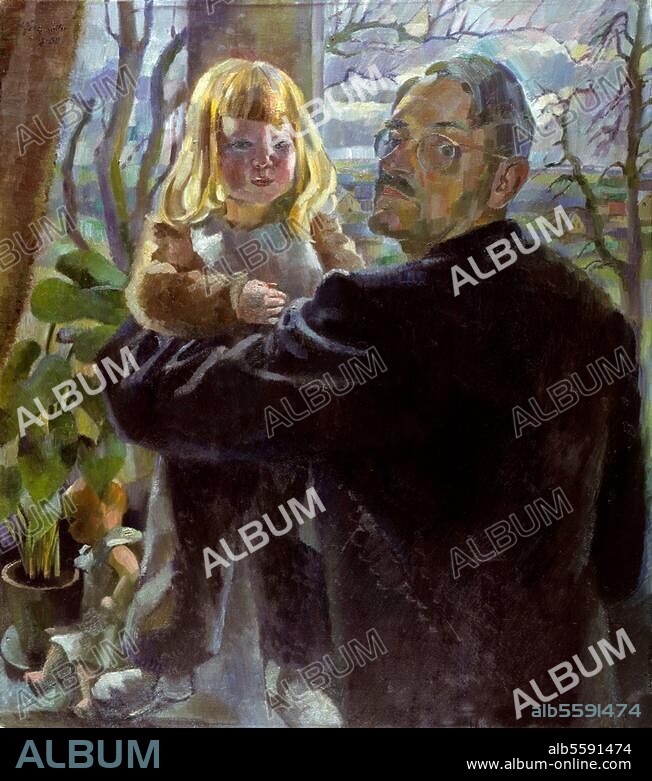 CONRAD FELIXMUELLER. Felixmüller, Conrad Painter and graphic artist, Dresden 21.5.1897 - West Berlin 27.3.1977. "Self portrait with Sibylle", 1949/50. Oil on canvas, 85 × 76 cm. Dresden, Staatliche Kunstsamlungen Dresden, Galerie Neue Meister.