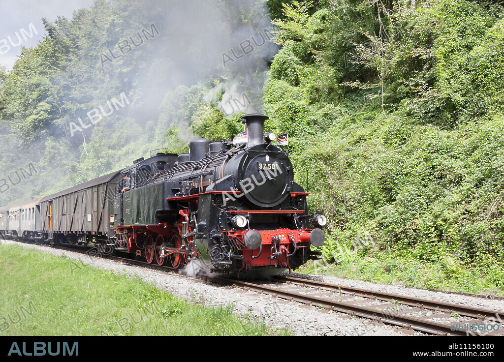 Schwaebische Waldbahn, steam train, Rudersberg, Swabian Forest, Rems Murr District, Baden Wurttemberg, Germany, Europe.