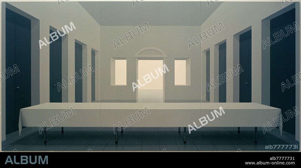 BEN WILLIKENS. Willikens, Ben geb. 1939. "Abendmahl VI", 2009. Acryl auf Leinwand, 3 teilig, 210 × 420 cm. Kunsthandel.
