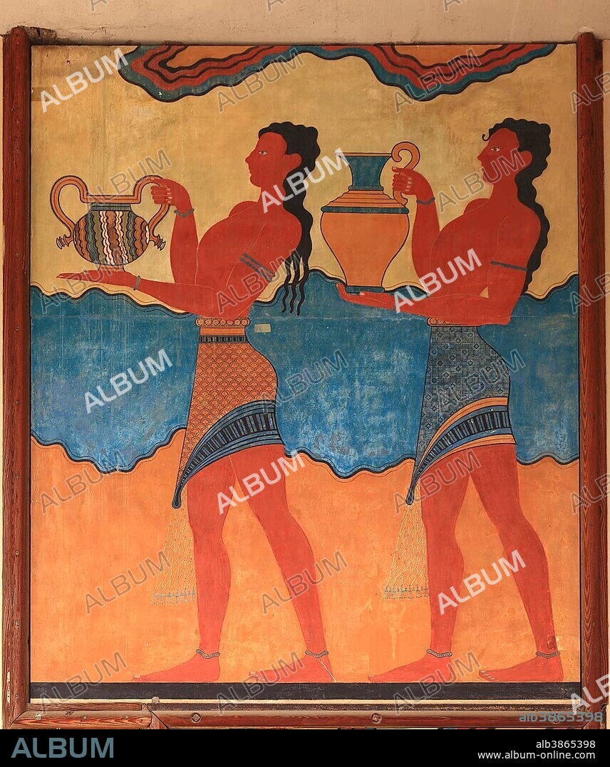 Mural, Palace of the Minoans, Knossos, Crete, Greece