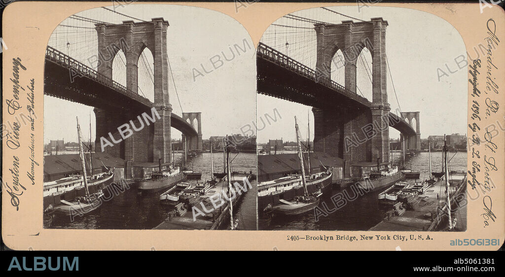 Brooklyn Bridge, New York City, U.S.A., 1896, New York (State), New York (N.Y.), New York, Brooklyn Bridge (New York, N.Y.), East River (N.Y.