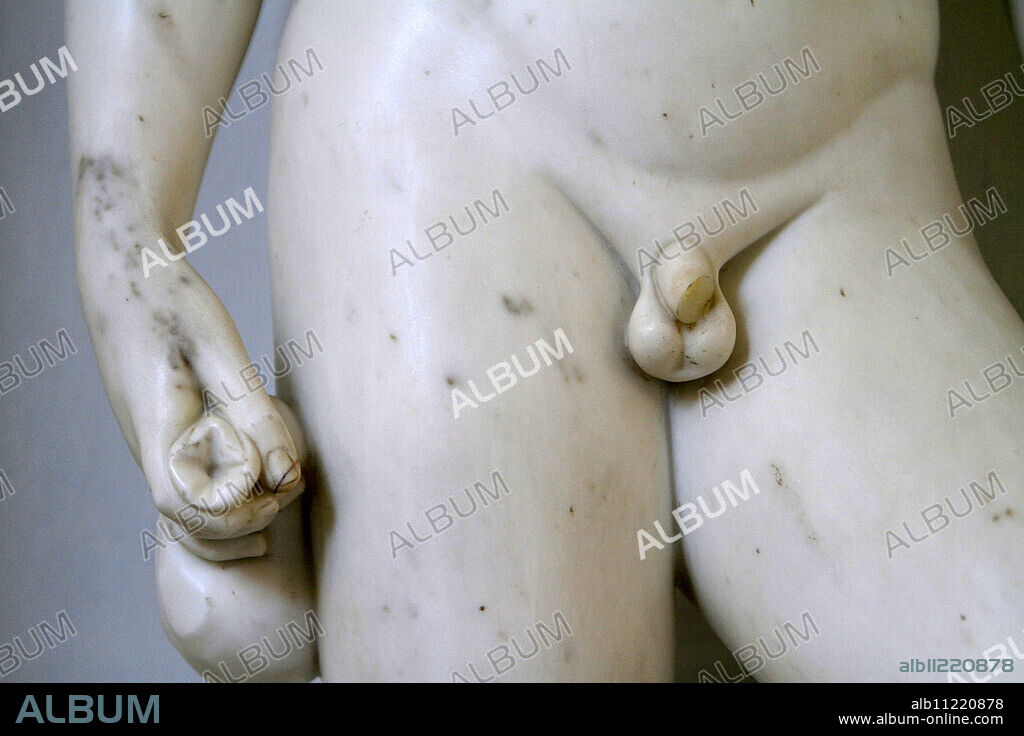 Statue of a man, sculpted penis broken. Hermitage Museum.