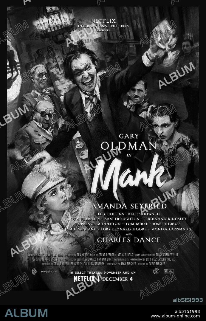 Poster of MANK, 2020, directed by DAVID FINCHER. Copyright NETFLIX.