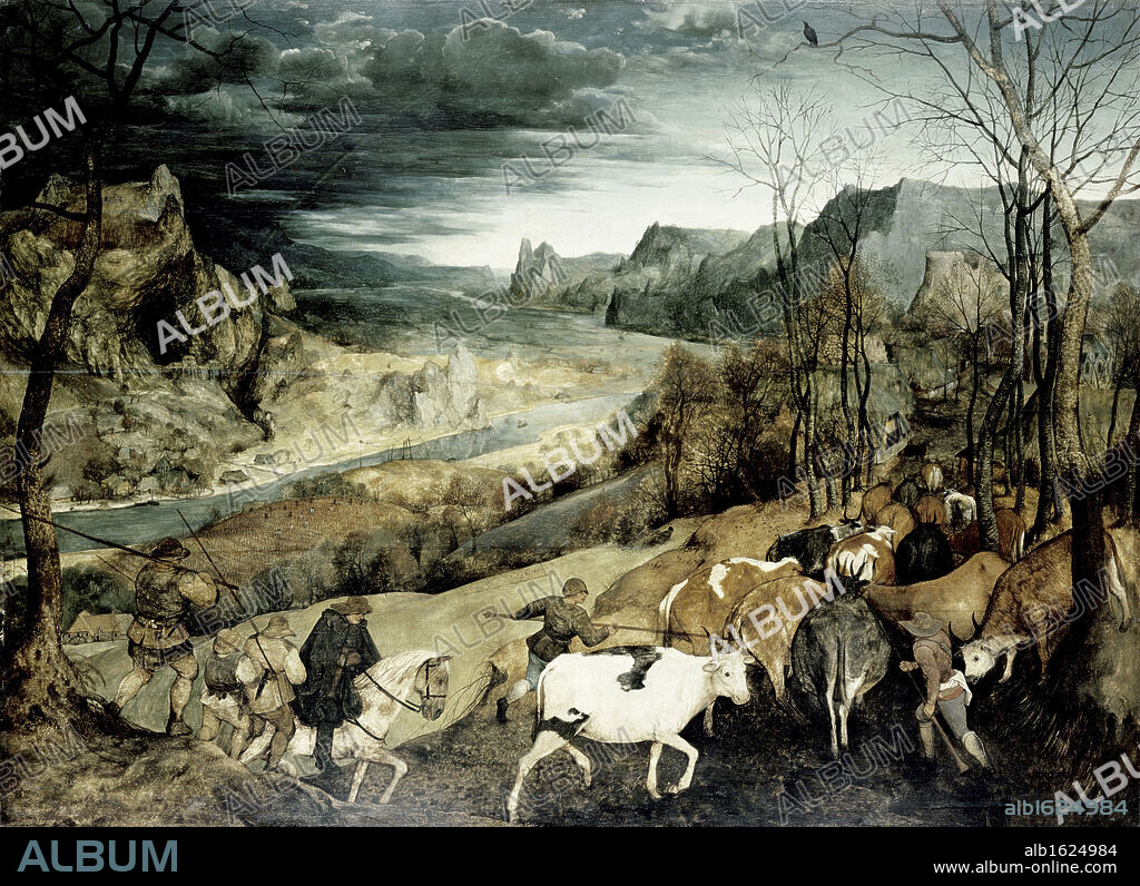 Return of the Herd  1565  Pieter Bruegel the Elder (ca.1525-1569/Flemish)  Oil on Wood Panel  Kunsthistorisches Museum, Vienna, Austria.