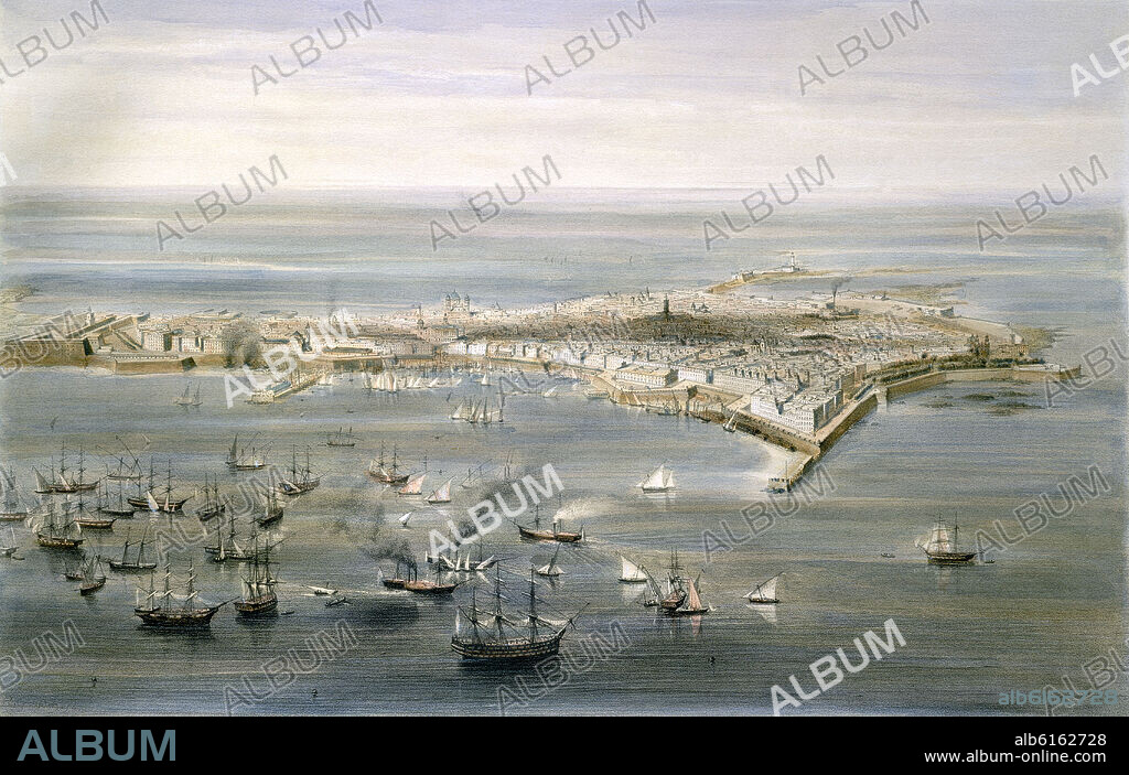 ALFRED GUESDON (1808/1876). DIBUJO DE CADIZ           SIGLO XIX.