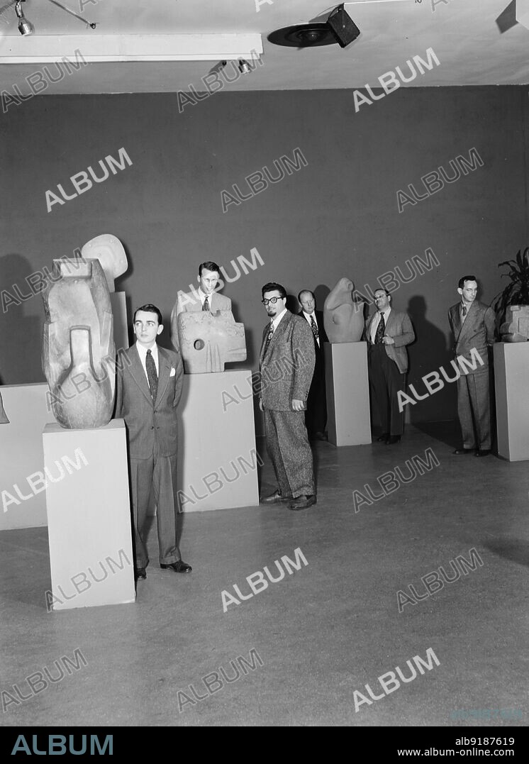 WILLIAM PAUL GOTTLIEB. Portrait of Ralph Burns, Neal Hefti, George Handy, Edwin A. Finckel, Johnny Richards, and Eddie Sauter, Museum of Modern Art, New York, N.Y., ca. Mar. 1947.
