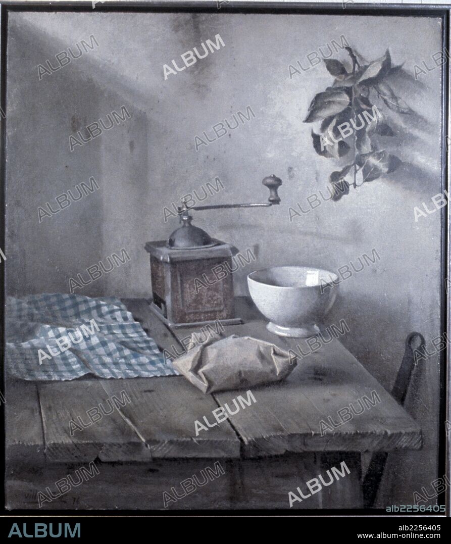 MIGUEL LOPEZ VILLASEÑOR. LOPEZ VILLASEÑOR , MANUEL. PINTOR ESPAÑOL. CIUDAD REAL 1924 - 1996. BODEGON , AÑO 1976.