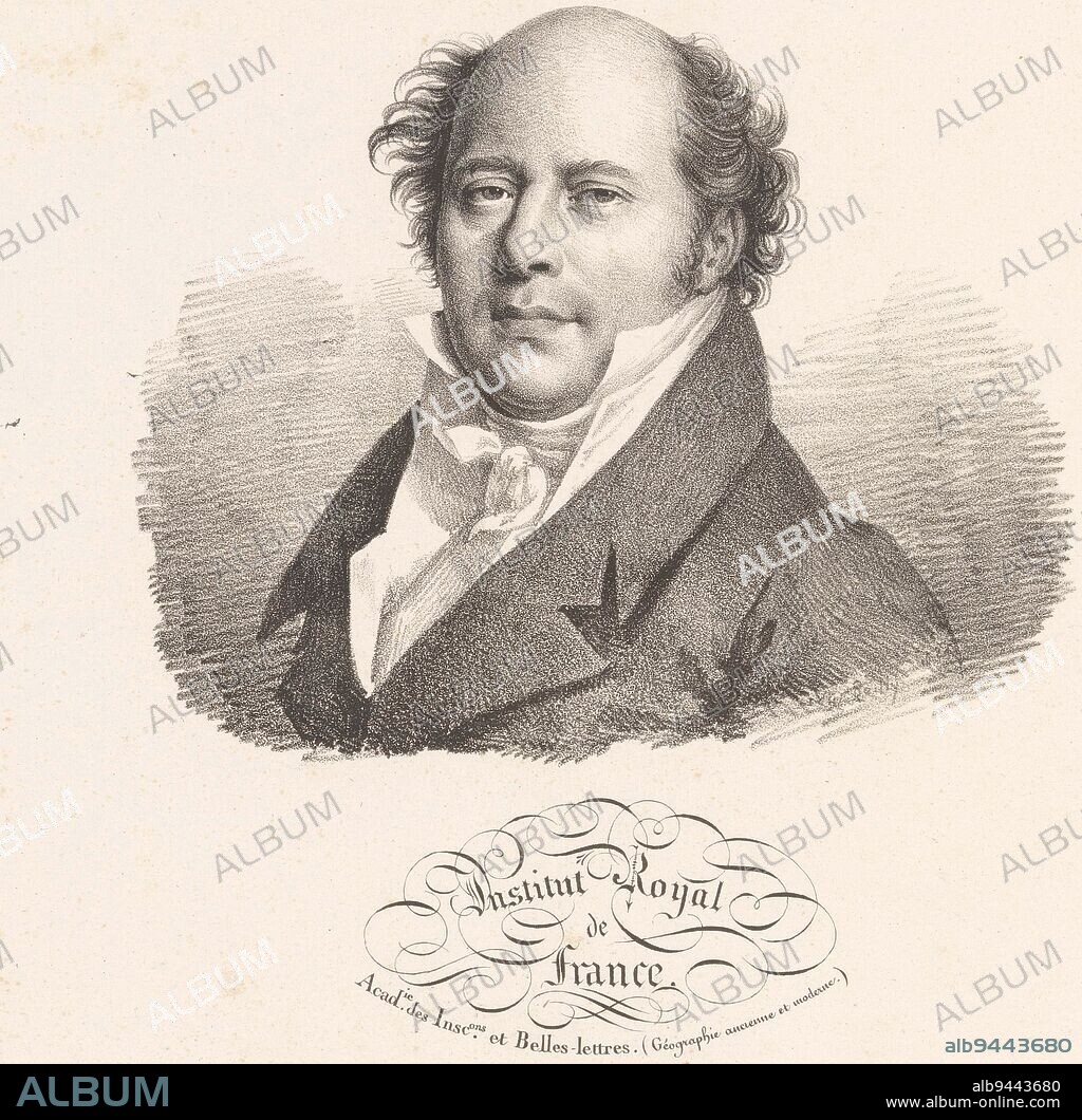 Portrait of Baron Charles Athanase Walckenaer, Julien-Léopold Boilly, 1822, print maker: Julien-Léopold Boilly, (mentioned on object), publisher: Antoine François Piéri-Bénard, Paris, 1822, paper, h 357 mm × w 275 mm.