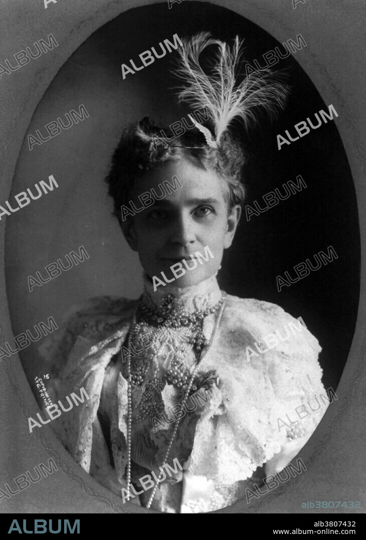 Ida Saxton McKinley (June 8, 1847 - May 26, 1907), wife of William McKinley, was First Lady of the United States from 1897 to 1901. Ida was refined, charming, and strikingly attractive. While single, she worked for a time as a cashier in her father's bank, a position then usually reserved for men. William McKinley, aged 27, married Ida Saxton, aged 23, on January 25, 1871. Possessed of a fragile, nervous temperament, Mrs. McKinley broke down under the loss of her mother and two young daughters within a short span of time. She developed epilepsy and became totally dependent on her husband. President McKinley took great care to accommodate her condition. In a break with tradition, he insisted that his wife be seated next to him at state dinners rather than at the other end of the table. Guests noted that whenever Mrs. McKinley was about to undergo a seizure, the President would gently place a napkin or handkerchief over her face to conceal her contorted features. When it passed, he would remove it and resume whatever he was doing as if nothing had happened. With the assassination of her husband by Leon Czolgosz in September 1901, Mrs. McKinley lost much of her will to live. Although she bore up well in days between the shooting and the president's death, she could not bring herself to attend his funeral. She survived her beloved husband by less than six years. She died in 1907 at the age of 59.