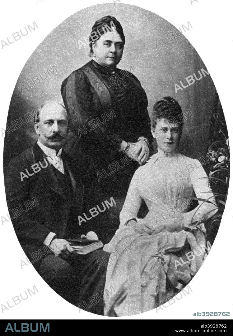 Queen Mary and her parents, the Duke and Duchess of Teck, c1890-1900, (1935). Mary of Teck married the future King George V in 1893. A print from King Emperor's Jubilee, 1910-1935, by F G H Salusbury, Daily Express Publications, London, 1935.