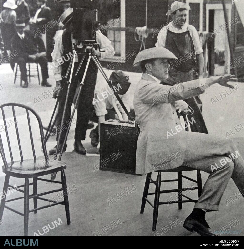 American silent film director D. W. Griffith on the set of Intolerance. 1916.