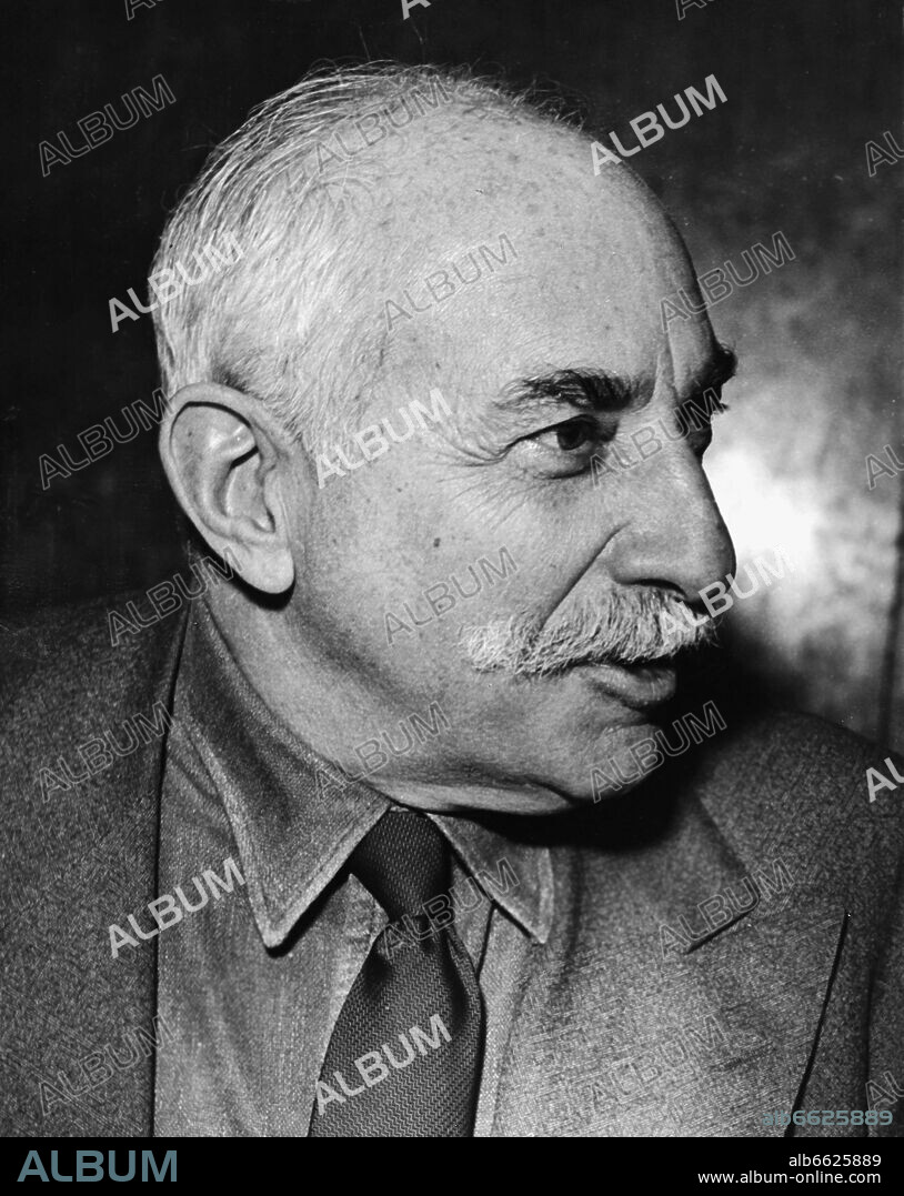 Alfred Abraham Knopf and Alfred Knopf. Publisher Alfred Knopf in 1957. Portrait by photographer Fred Stein (1909-1967) who emigrated 1933 from Nazi Germany to France and finally to the USA. 1957