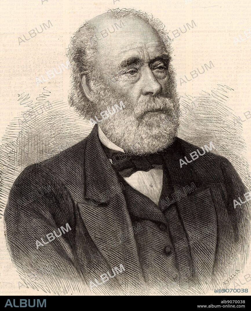 Joseph Whitworth (1803-1887) British engineer, inventor and entrepreneur. In 1841 he introduced a standardized a system for screw threads which became the British Standard. Engraving from 'The Illustrated London News' (London, 5 February 1887).