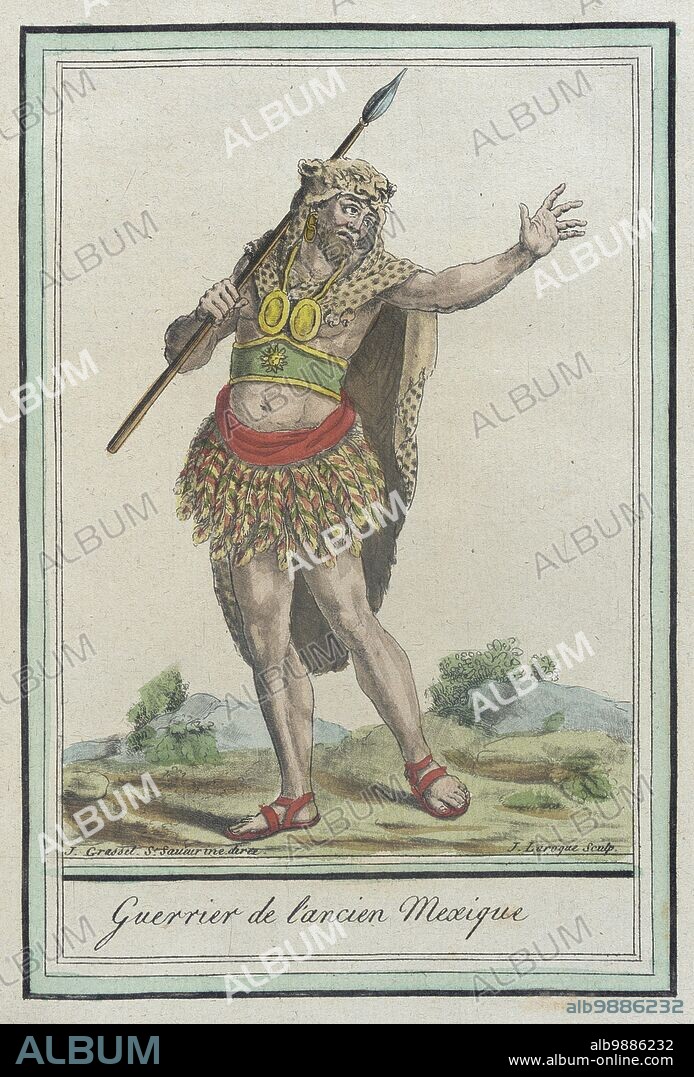 JACQUES GRASSET DE SAINT-SAUVEUR. Costumes de Différents Pays, 'Guerrier de l'Ancien Mexique', c1797.