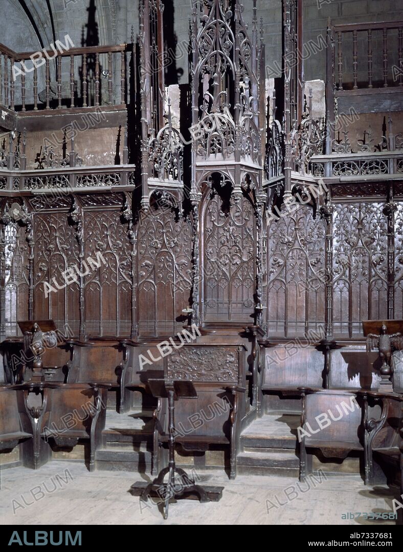 ESTEBAN DE OBRAY (SIGLO XVI) ESCULTOR. SILLA DEL OBISPO DEL CORO DE LA CATEDRAL DE TUDELA - 1519.