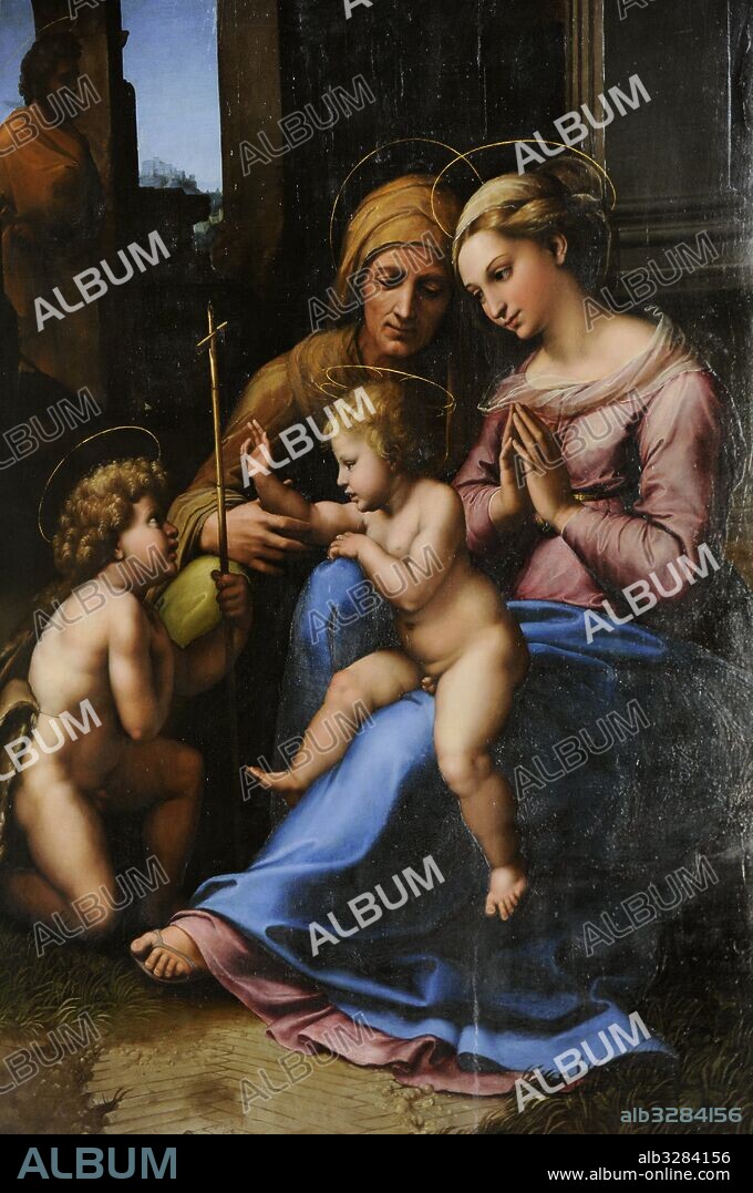 Rafael y taller (h.1483-1520). Pintor italiano. Virgen del Amor Divino, 1516. Colección Farnese. Museo de Capodimonte. Nápoles. Italia.