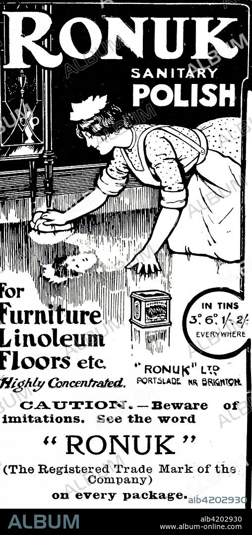 Advertisement for Ronuk floor polish. Dated 20th century.