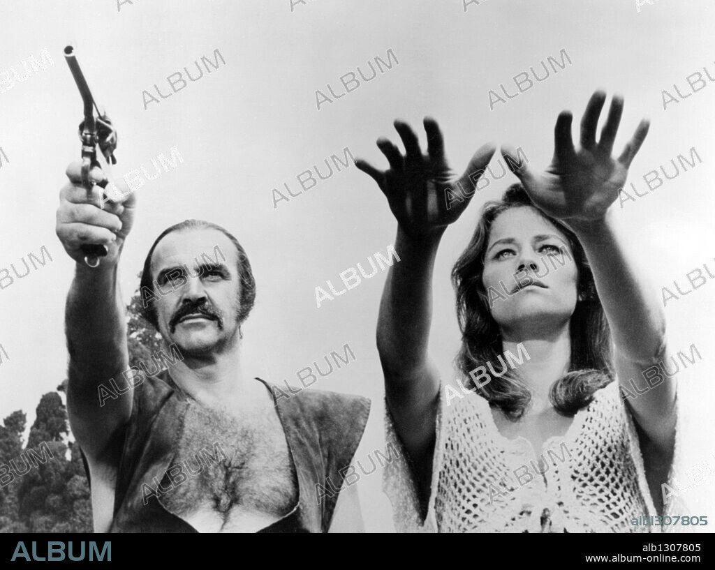CHARLOTTE RAMPLING and SEAN CONNERY in ZARDOZ, 1974, directed by JOHN BOORMAN. Copyright 20TH CENTURY FOX.