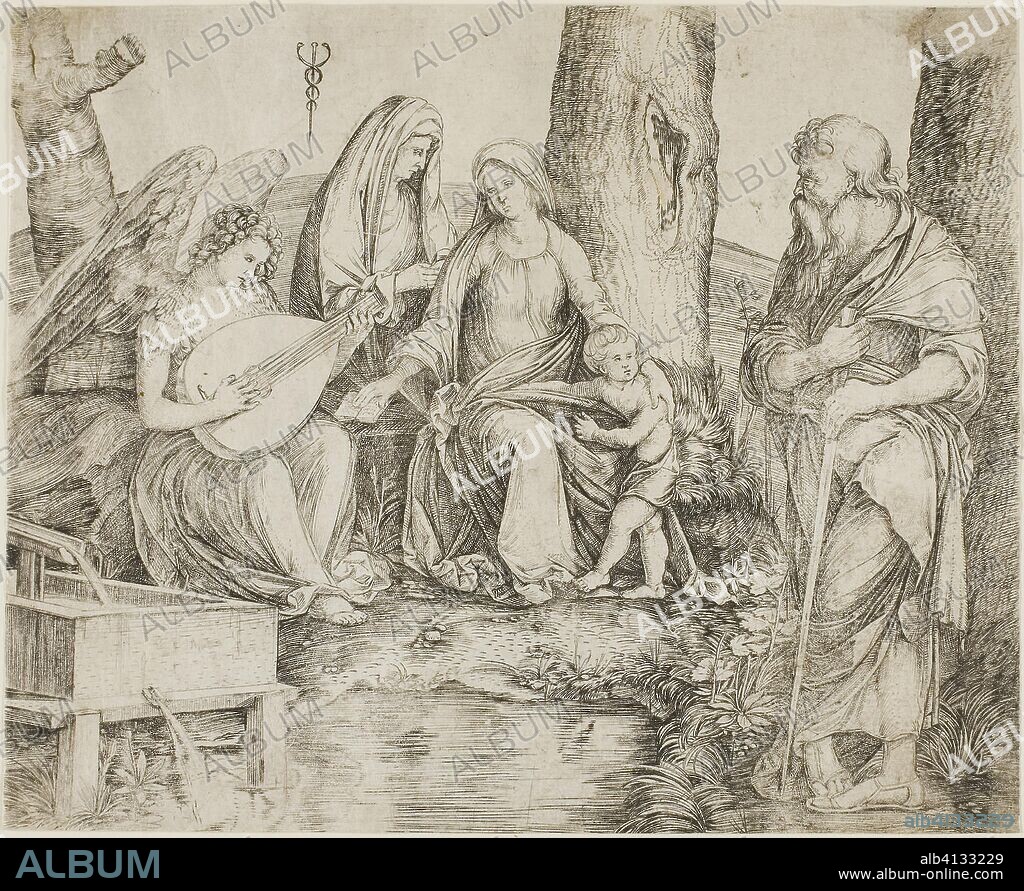 The Holy Family. Jacopo de' Barbari; Italian, 1460/70-before July 1516. Date: 1509-1515. Dimensions: 152 × 187 mm. Engraving on paper. Origin: Italy.