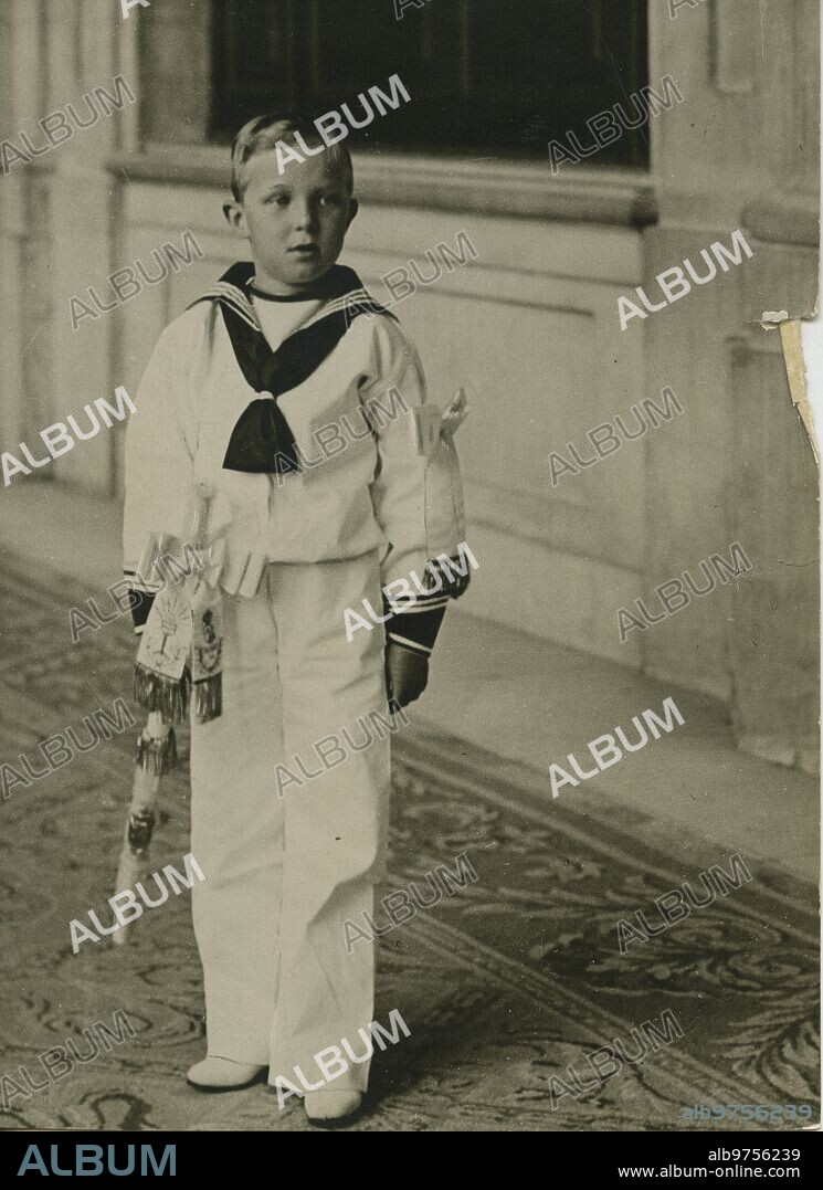 May 9, 1914. HRH the Prince of Asturias, D. Alfonso de Borbón y Battenberg, moments after his First Communion.
