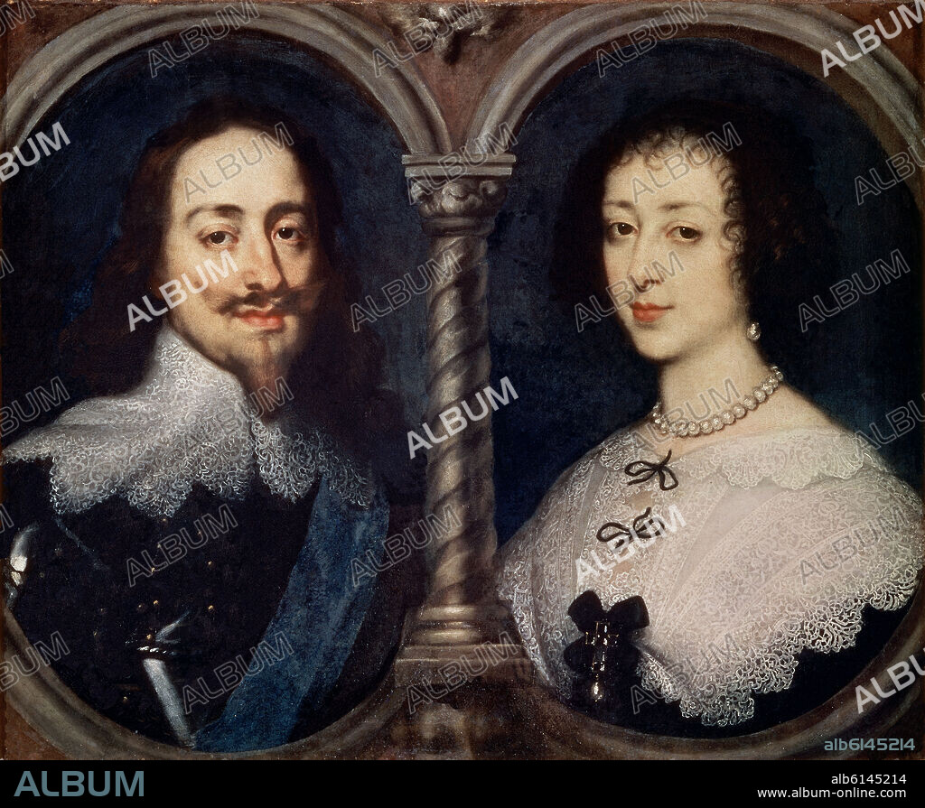 ANTON VAN DYCK. CARLOS I DE INGLATERRA Y ENRIQUETA - SIGLO XVII - BARROCO FLAMENCO.