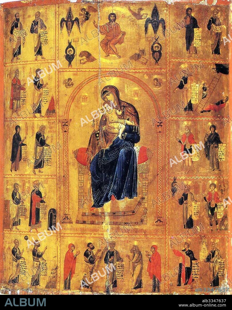 BYZANTINE ICON. Virgin and Child with Saints.