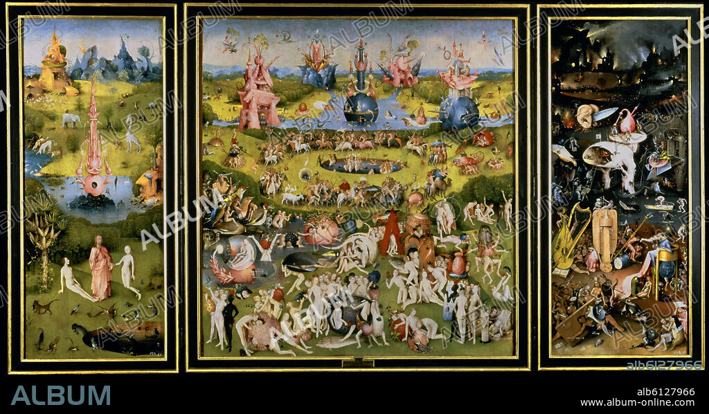 JHERONIMUS VAN AKEN-EL BOSCO-J. BOSCH. 'The Garden of Earthly Delights', 1500-1505, Oil on panel, 220 cm x 389 cm, P02823.