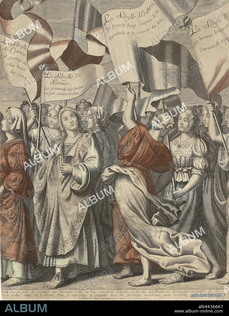 Triumphal procession of Christ with figures from the Old and New Testament (third part) Le triomphe de Jesus Christ (title on object), triumphs (allegorical and symbolic), sibyls, Nicolas de Larmessin (I), 1687 - 1694, paper, etching, h 676 mm w 509 mm.