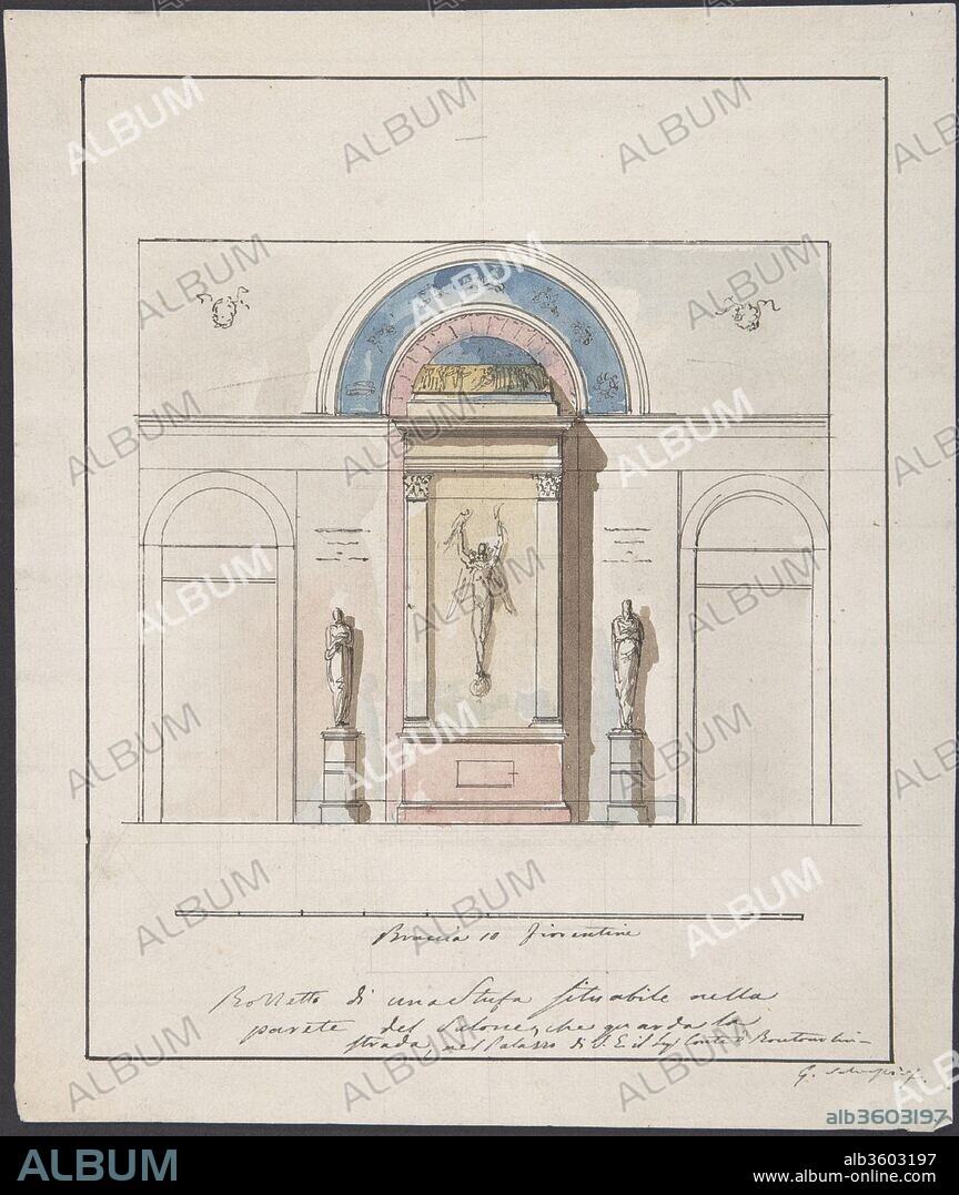 Elevation "della nuova Galleria". Artist: Giovanni Battista Silvestri (Italian, Florence, 1796-1873). Dimensions: sheet: 15 3/4 x 19 1/2 in. (40 x 49.5 cm). Date: 1796-1873.