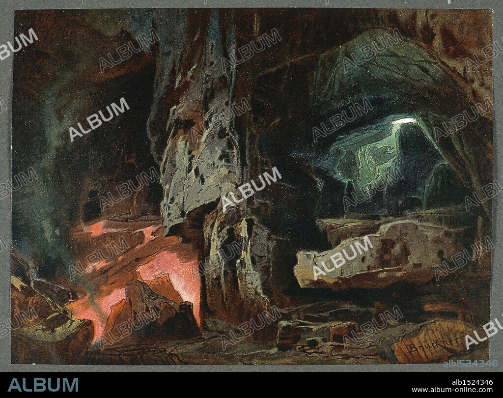 Richard Wagner (1813-1883), Der Ring des Nibelungen - Das Rheingold (The Ring of the Nibelung - The Rhinegold), 1869. Set design for act II by Max Bruckner, 1906.