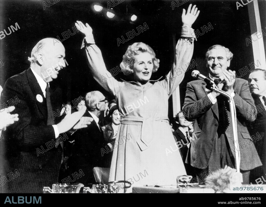 October 9, 1975. Margaret Thatcher receives applause at the end of the annual Conservative Party Conference.
